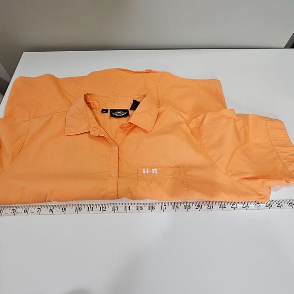 Harley Davidson Shirt Womens 1X Embroidered Logo Button Up Biker 1W Short Sleeve - Picture 9 of 10